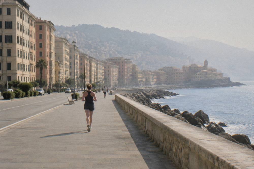 The seaside promenade of Corso Italia curving along the water toward Boccadasse