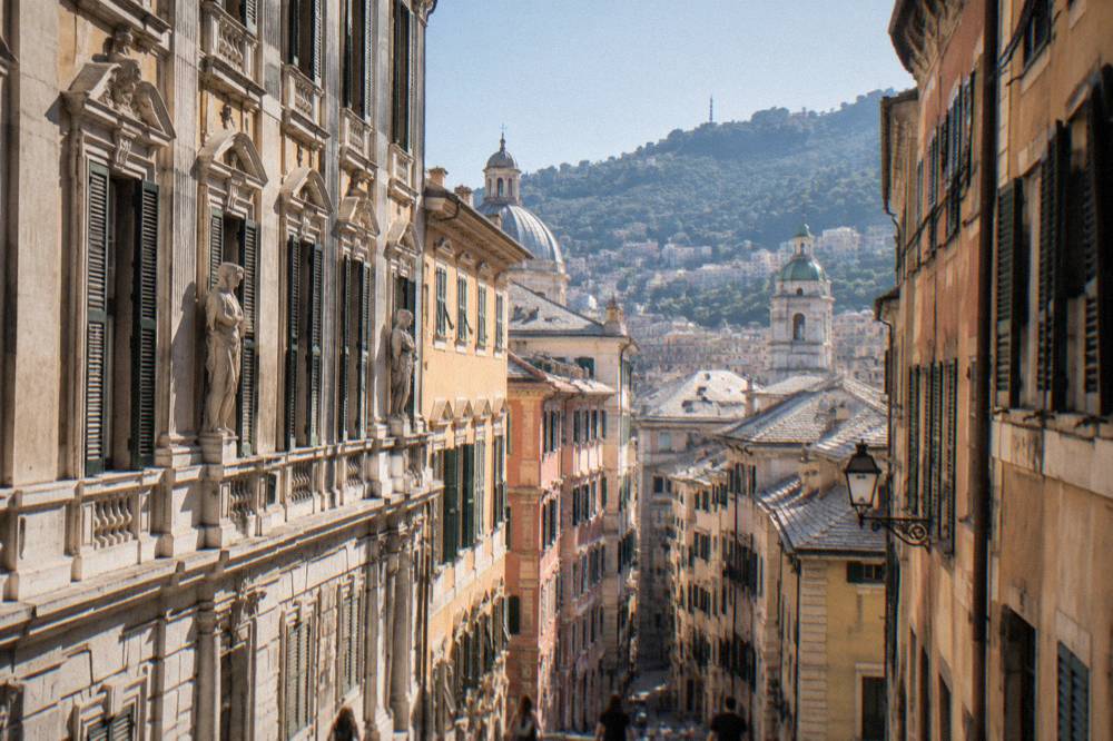 Street of Renaissance palaces on the Strade Nuove in Genoa