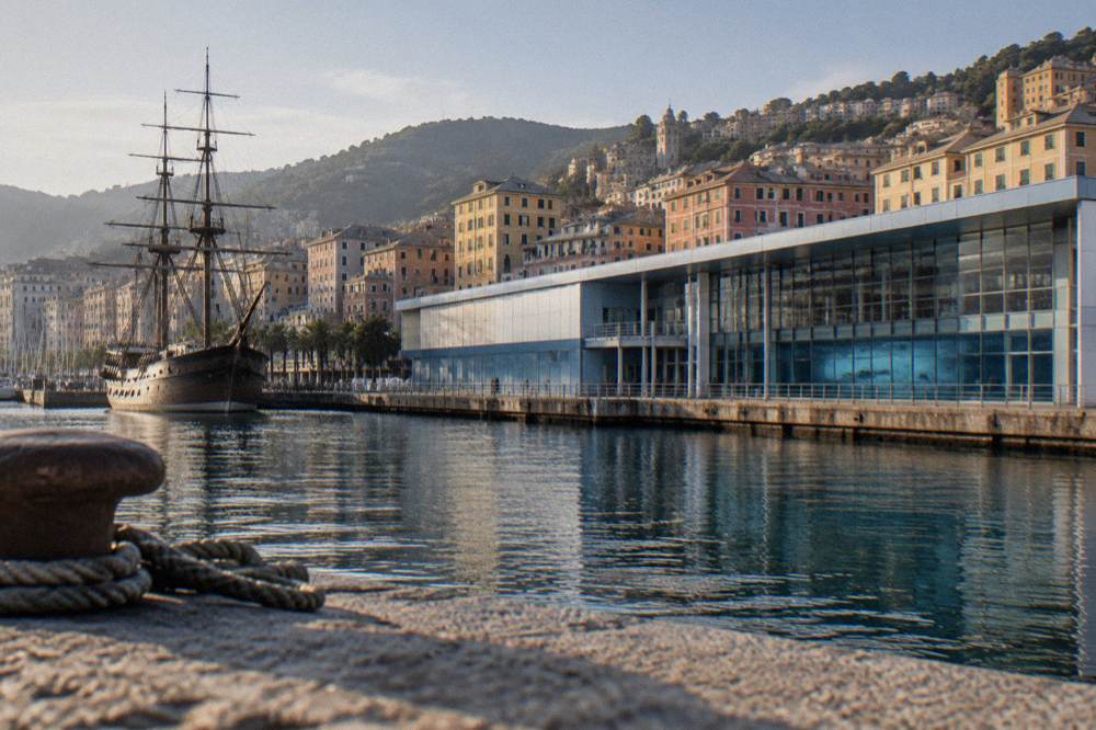 The Aquarium of Genoa building on the Porto Antico waterfront
