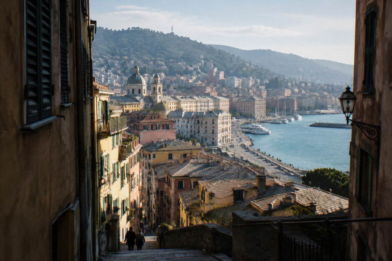 Coastal road and turquoise water on the Ligurian Sea between Nice and Genoa