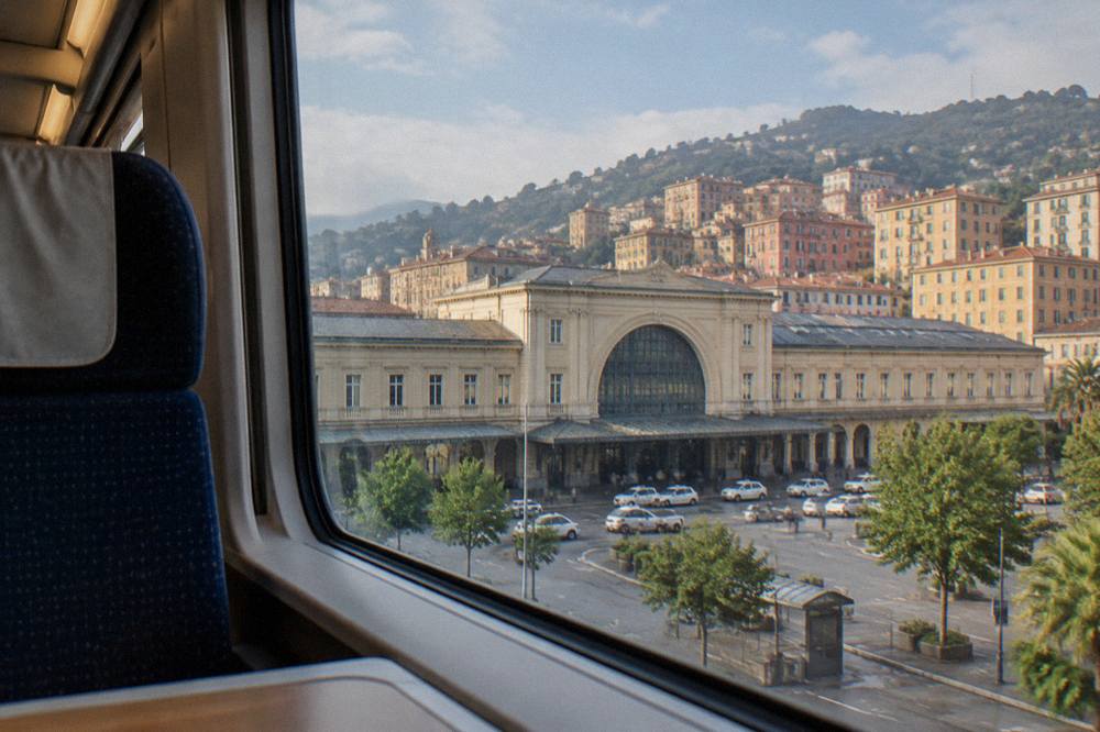 Interior of an Italian high speed train with reserved seating